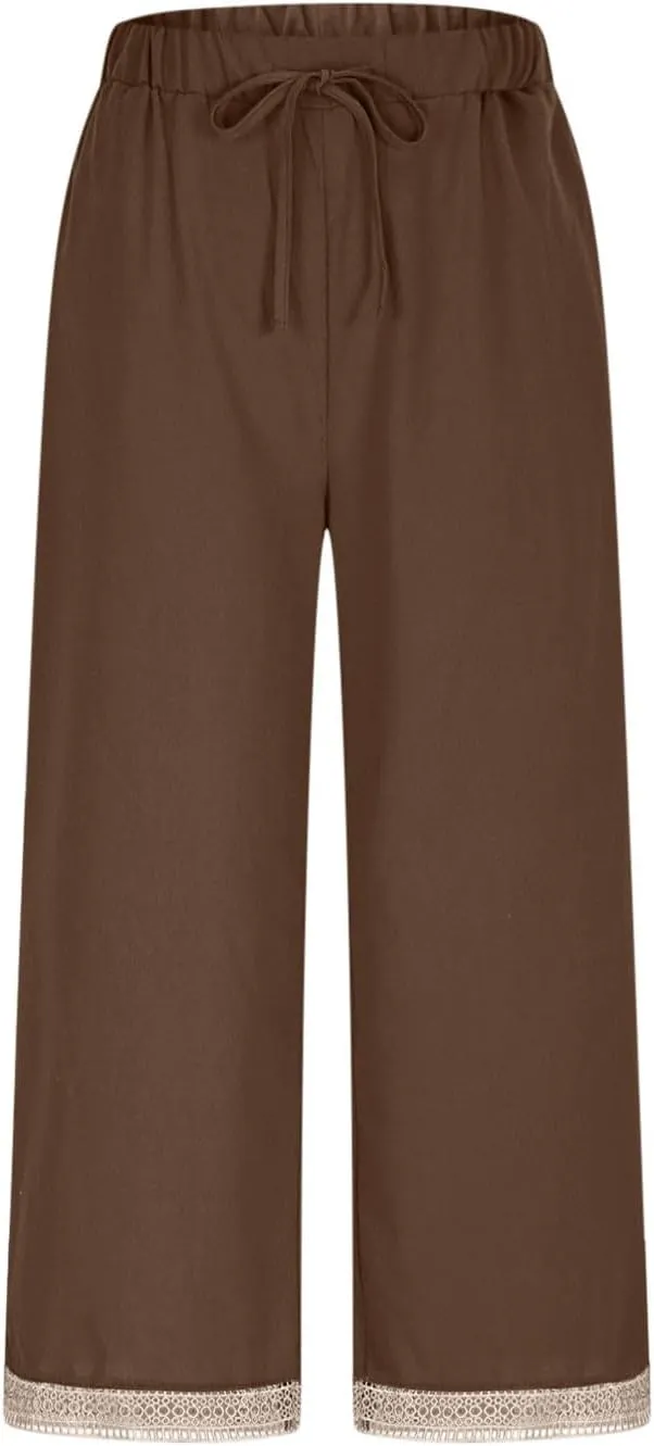Lastesso Linen Pants Women Casual High Waist Cotton Summer Comfy Slacks Lightweight Vacation Hawaii Trousers with Pockets