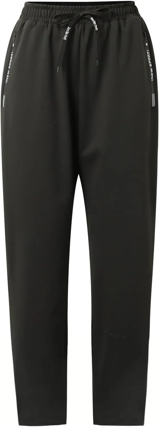 Linen Cropped Trousers for Women Trendy All Seasons Sports Pants Wide Leg with Pockets Casual Linen Joggers for Women