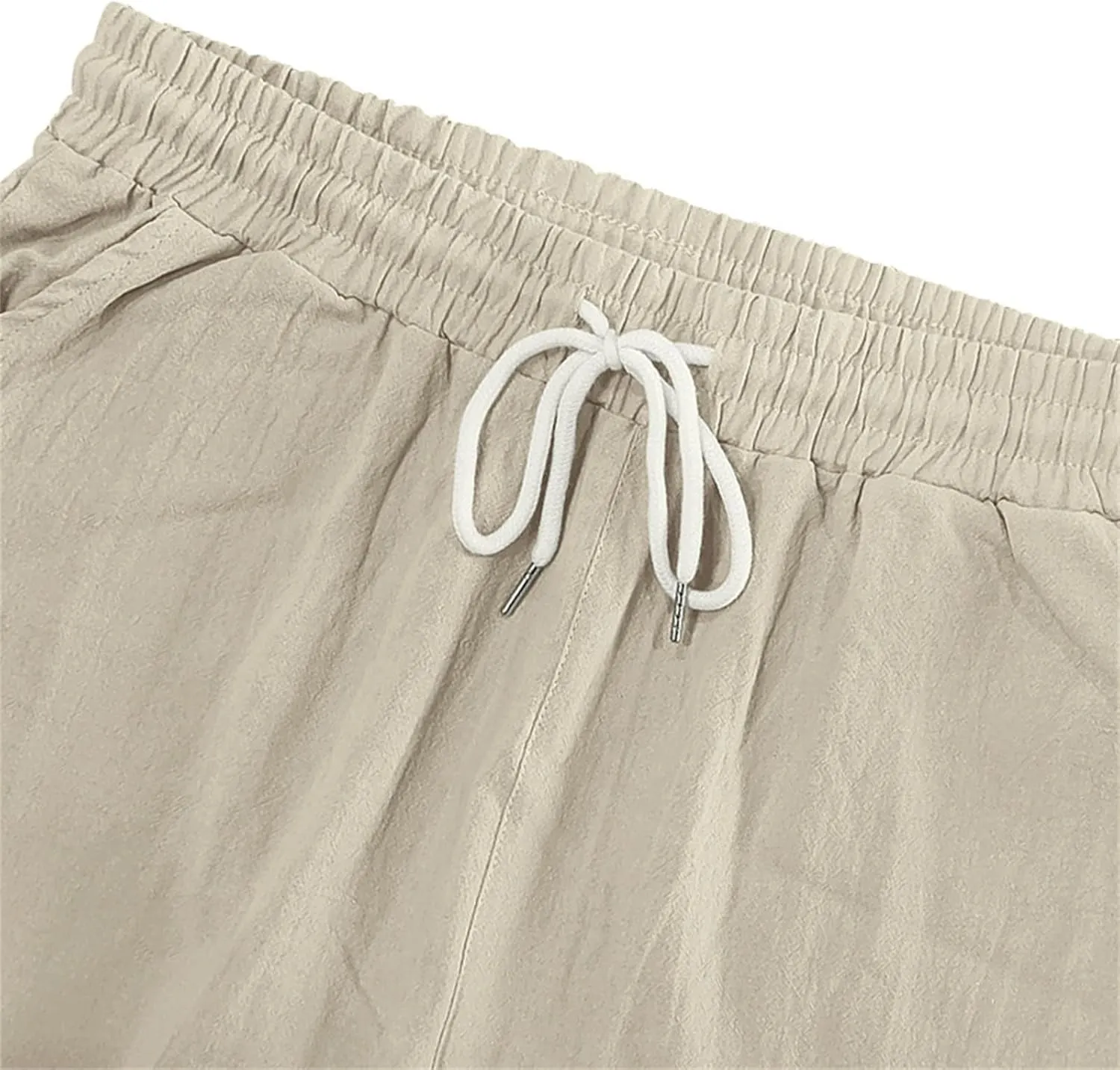 Linen Pants for Men Summer Beach Pants Lightweight Casual Plain Elastic Waist Drawstring Trousers Vacation Slacks
