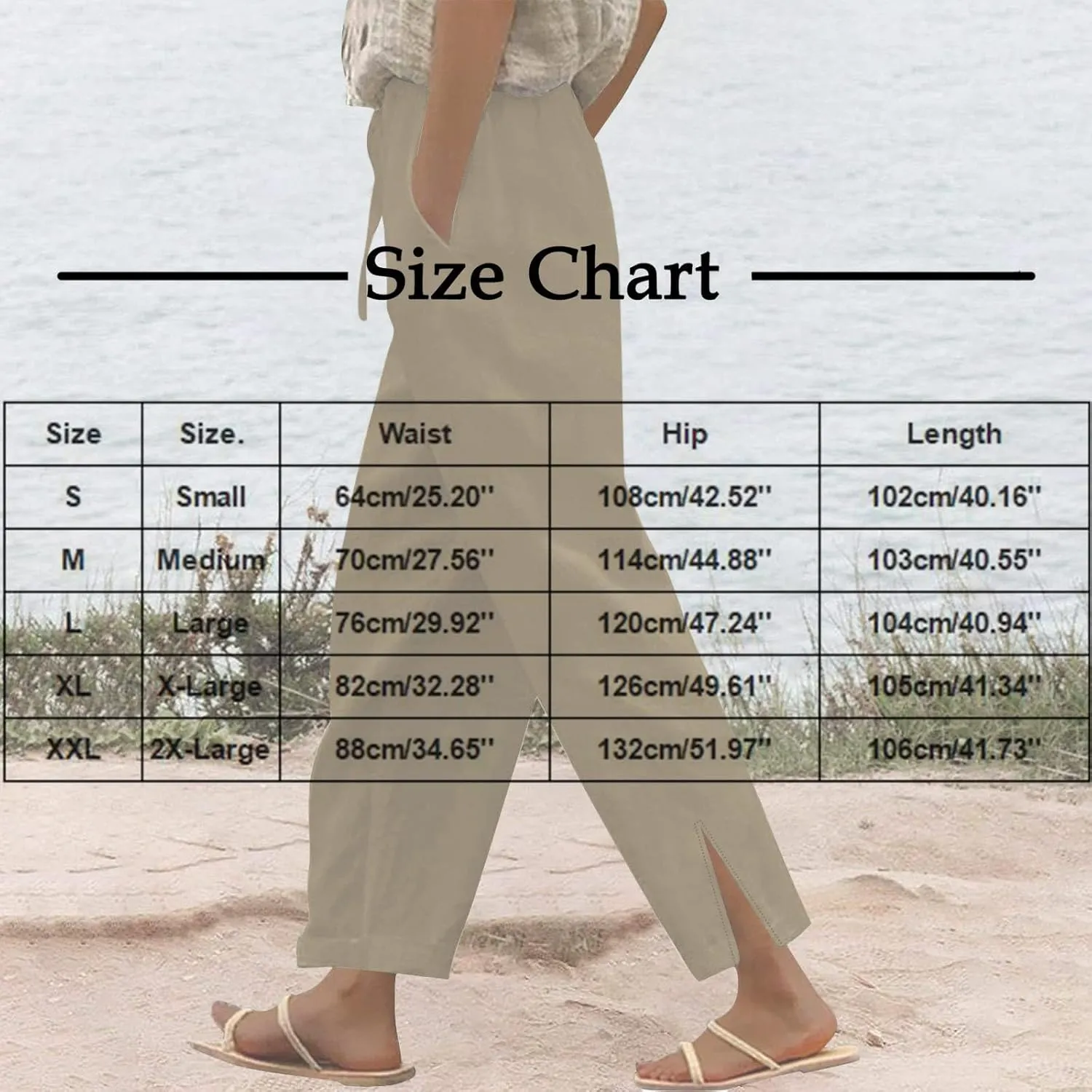 Linen Pants for Women Summer Elastic High Waist Lounge Pant Casual Lightweight Capris Trousers Straight Leg Slacks