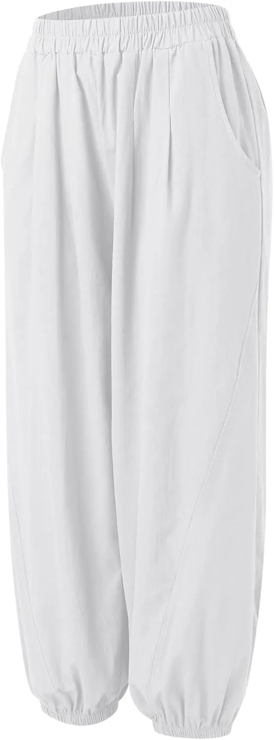 Linen Pants for Women Tall Long Pant Trousers with Pocket Casual Loose Pants Linen Blend Pants Linen Outfit