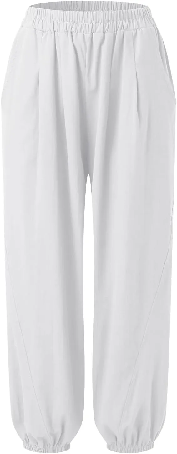 Linen Pants for Women Tall Long Pant Trousers with Pocket Casual Loose Pants Linen Blend Pants Linen Outfit