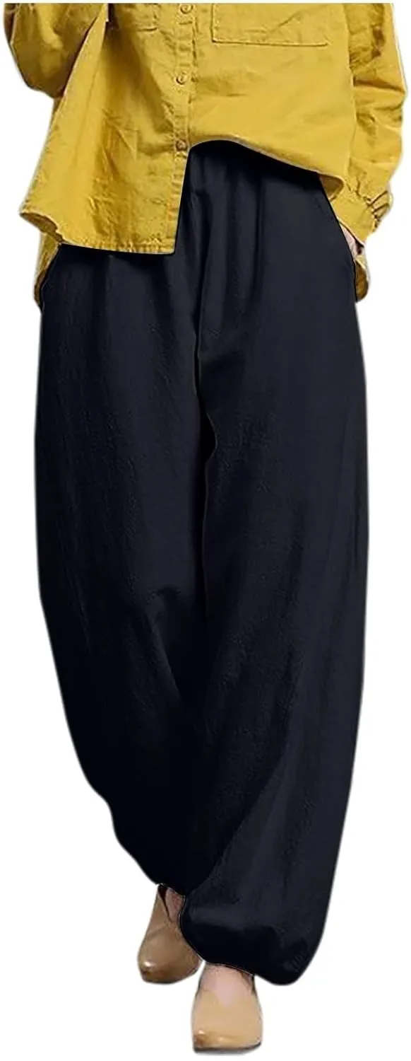 Linen Pants Spring Lightweight Cotton Lounge Pant Women Trousers Work Casual High Waisted