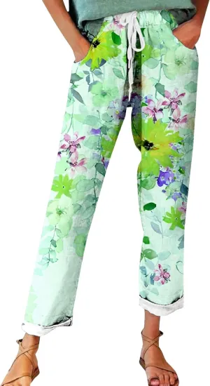 Linen Slim Joggers Women Summer Cotton Linen Pants Ladies Womens Lightweight Cotton Robe