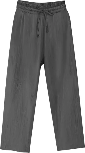 Lmdudan 2025 Summer Plus Size Cotton Linen Pants for Women High Waisted Lounge Trousers Wide Leg Palazzo Pant with Pockets