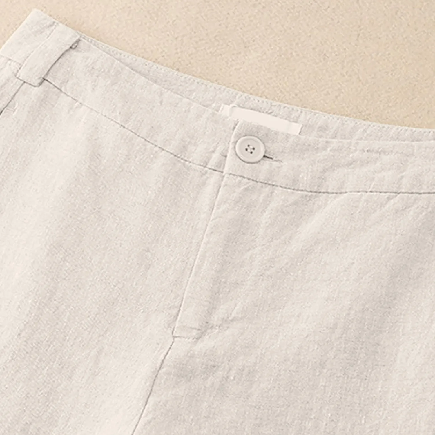 Lmdudan 2025 Women's Cotton Linen Pants Wide Straight Leg Pants Elastic High Waisted Casual Loose Trousers with Pockets