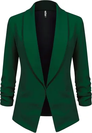 Lock and Love Women 3/4 Sleeve Blazer Open Front Cardigan Jacket Work Office Blazer