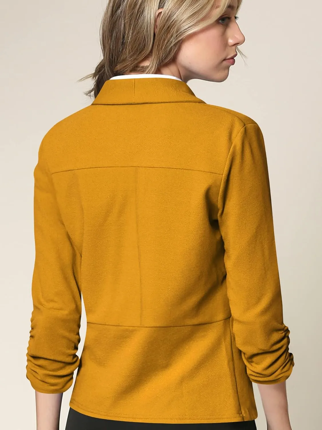 Lock and Love Women 3/4 Sleeve Blazer Open Front Cardigan Jacket Work Office Blazer