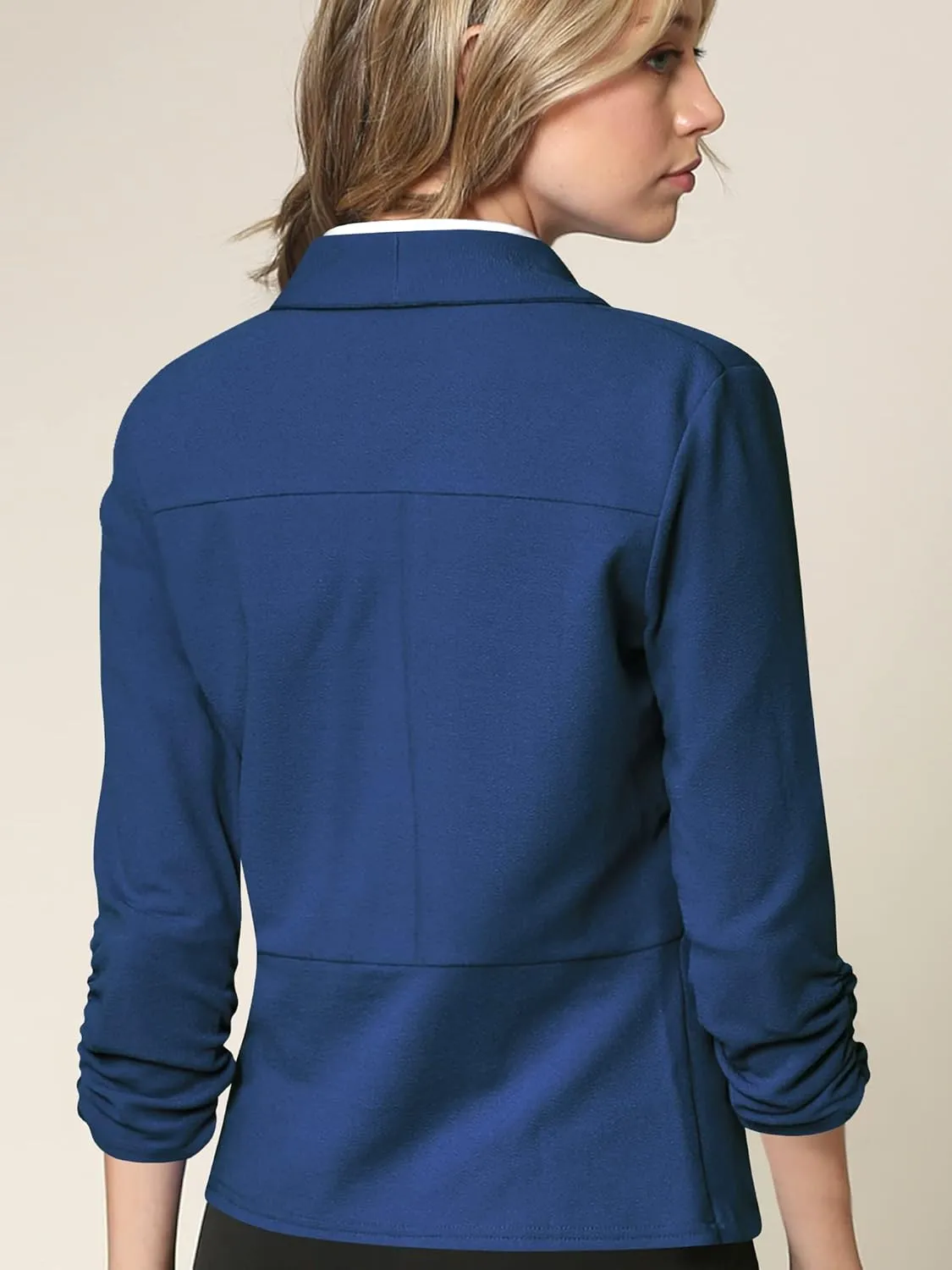 Lock and Love Women 3/4 Sleeve Blazer Open Front Cardigan Jacket Work Office Blazer