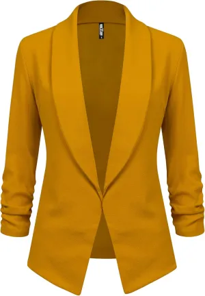 Lock and Love Women 3/4 Sleeve Blazer Open Front Cardigan Jacket Work Office Blazer