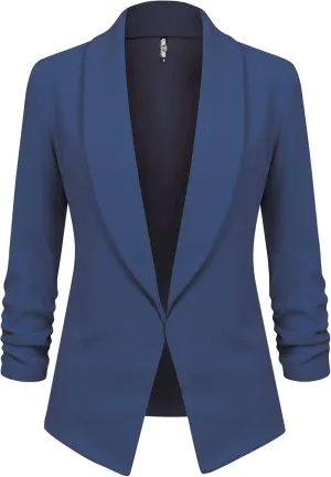 Lock and Love Women 3/4 Sleeve Blazer Open Front Cardigan Jacket Work Office Blazer