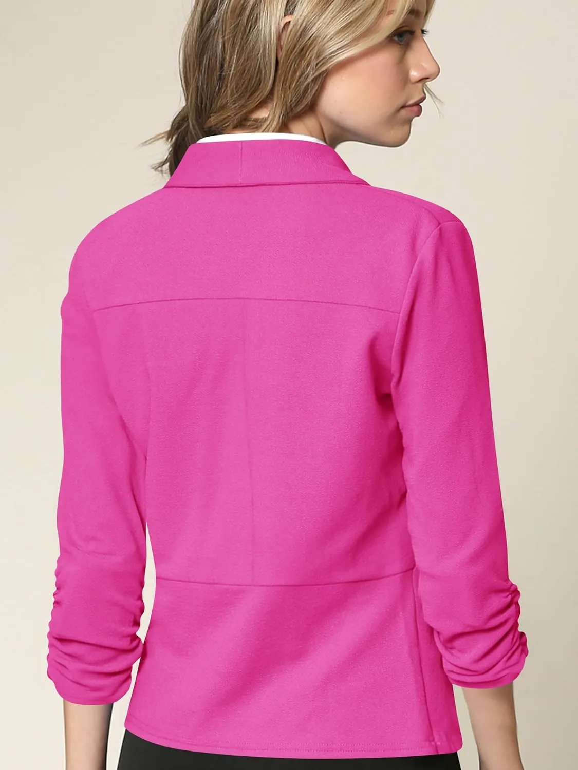Lock and Love Women 3/4 Sleeve Blazer Open Front Cardigan Jacket Work Office Blazer