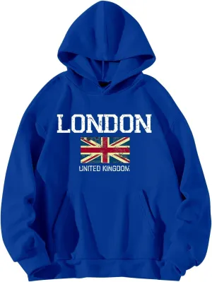 London Hoodies for Women Crewneck Long Sleeve Pullover Sweatshirt Graphic Fashion Oversized London Hoodie Tunic Tops