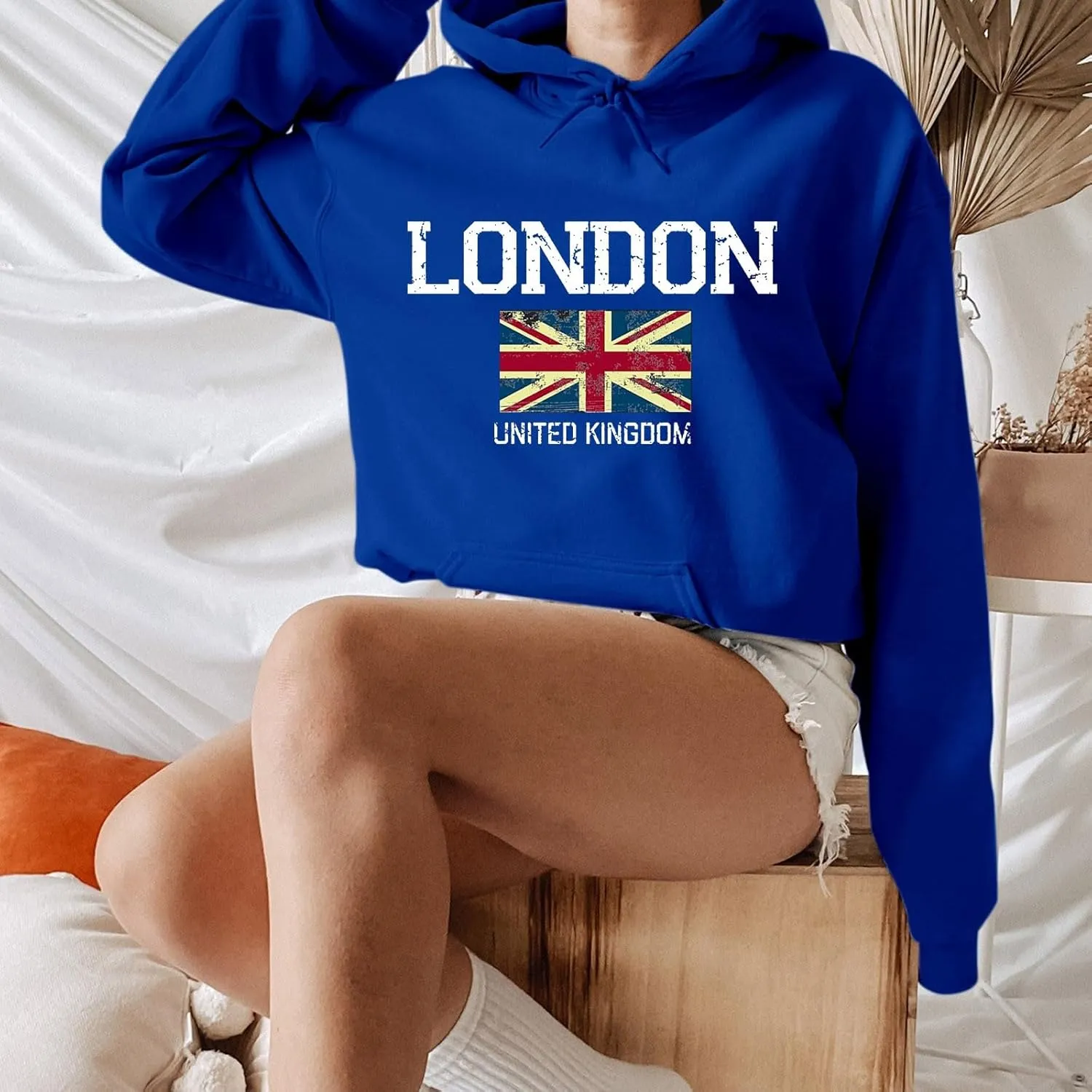 London Hoodies for Women Crewneck Long Sleeve Pullover Sweatshirt Graphic Fashion Oversized London Hoodie Tunic Tops