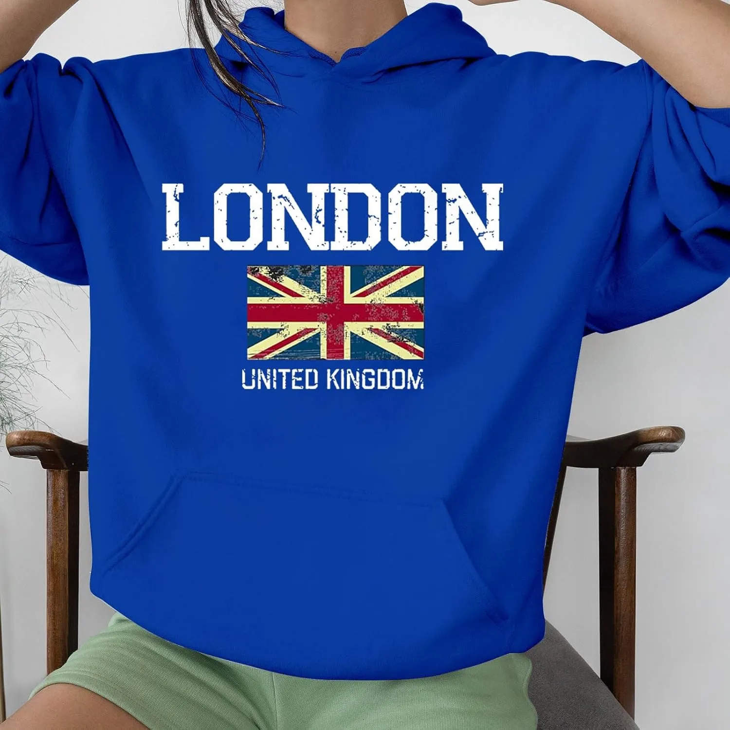 London Hoodies for Women Crewneck Long Sleeve Pullover Sweatshirt Graphic Fashion Oversized London Hoodie Tunic Tops