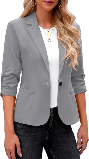 LookbookStore Blazers for Women Suit Jackets Dressy 3/4 Sleeve Blazer Business Casual Outfits for Work