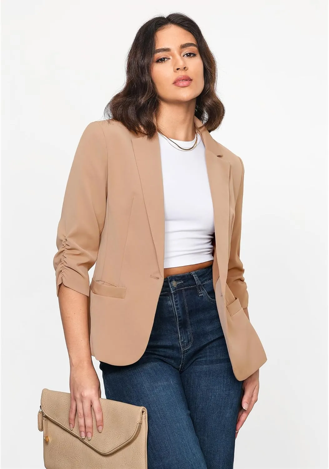 LookbookStore Blazers for Women Suit Jackets Dressy 3/4 Sleeve Blazer Business Casual Outfits for Work