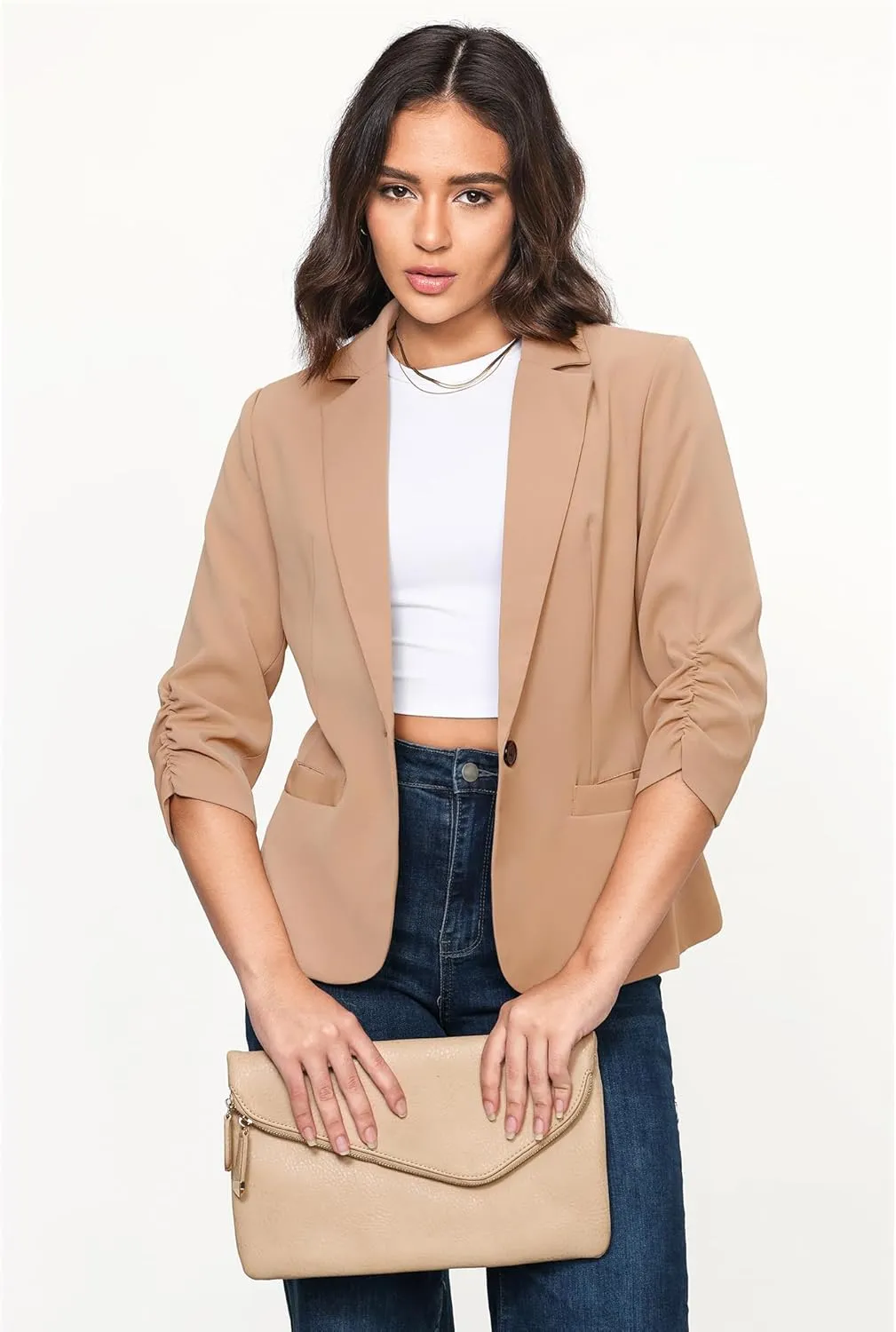 LookbookStore Blazers for Women Suit Jackets Dressy 3/4 Sleeve Blazer Business Casual Outfits for Work