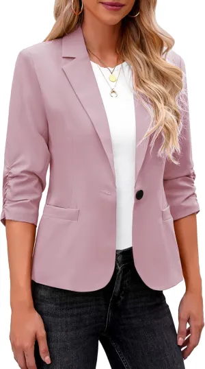 LookbookStore Blazers for Women Suit Jackets Dressy 3/4 Sleeve Blazer Business Casual Outfits for Work