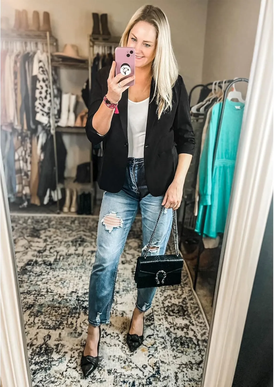 LookbookStore Blazers for Women Suit Jackets Dressy 3/4 Sleeve Blazer Business Casual Outfits for Work