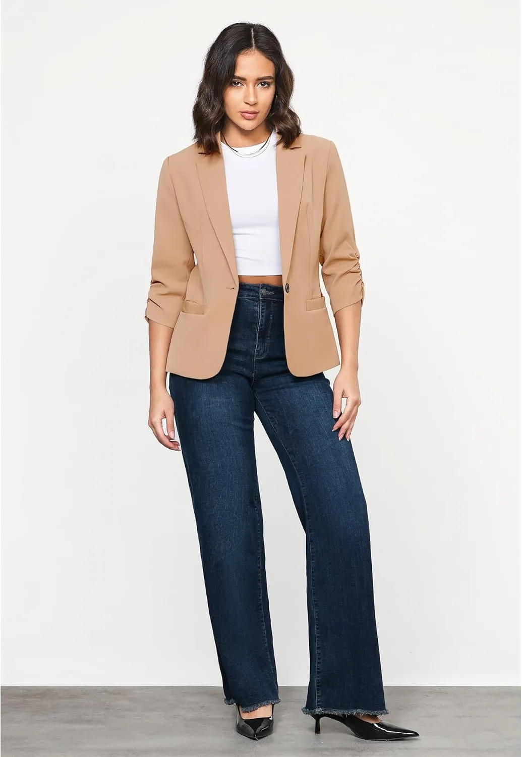 LookbookStore Blazers for Women Suit Jackets Dressy 3/4 Sleeve Blazer Business Casual Outfits for Work