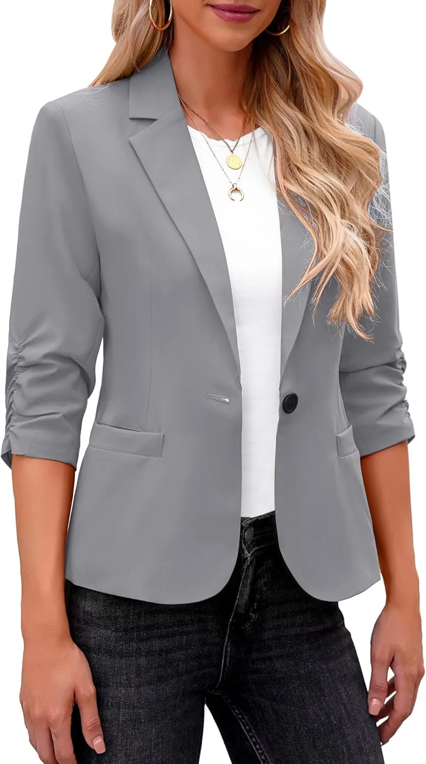 LookbookStore Blazers for Women Suit Jackets Dressy 3/4 Sleeve Blazer Business Casual Outfits for Work