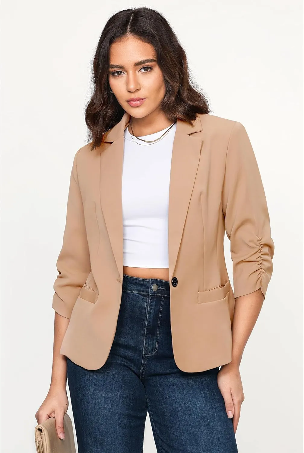 LookbookStore Blazers for Women Suit Jackets Dressy 3/4 Sleeve Blazer Business Casual Outfits for Work