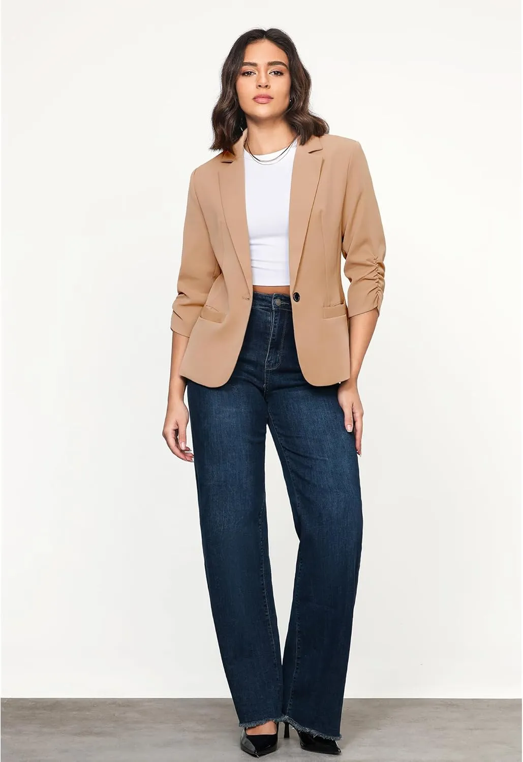 LookbookStore Blazers for Women Suit Jackets Dressy 3/4 Sleeve Blazer Business Casual Outfits for Work