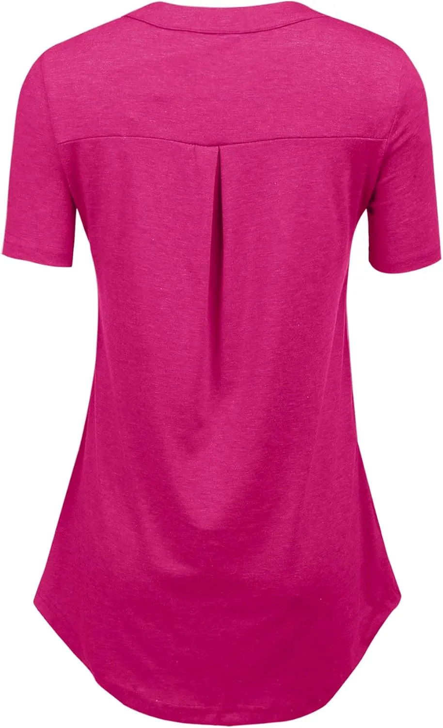 LuckyMore Women's Short Sleeve Zip Flowy Tunic Tops Business Casual Work Office Blouses Shirts (M-3XL)