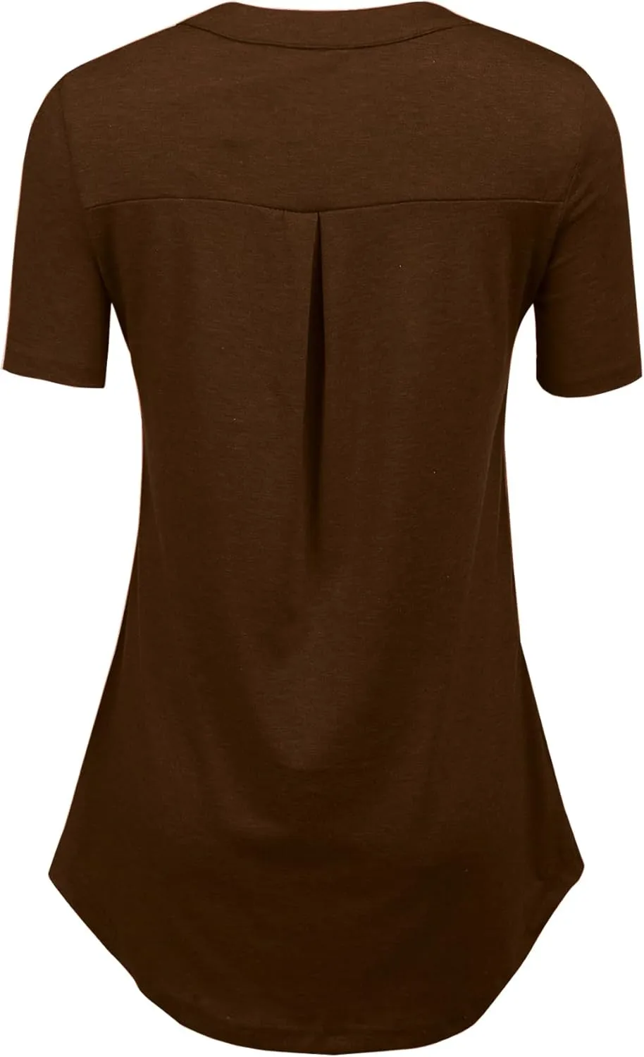 LuckyMore Women's Short Sleeve Zip Flowy Tunic Tops Business Casual Work Office Blouses Shirts (M-3XL)