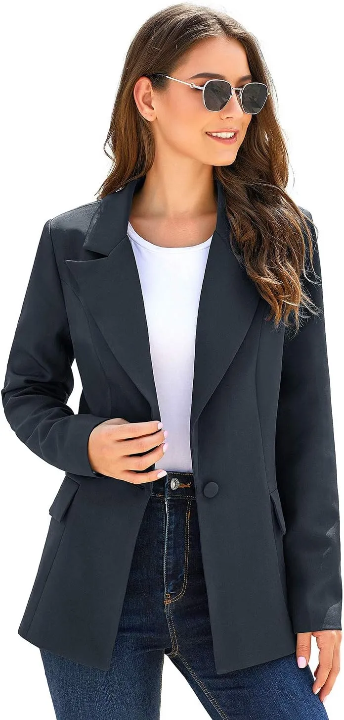 luvamia Women's Casual Long Sleeve Lapel Button Slim Work Office Blazer Jacket
