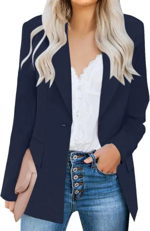 luvamia Women's Casual Long Sleeve Lapel Button Slim Work Office Blazer Jacket