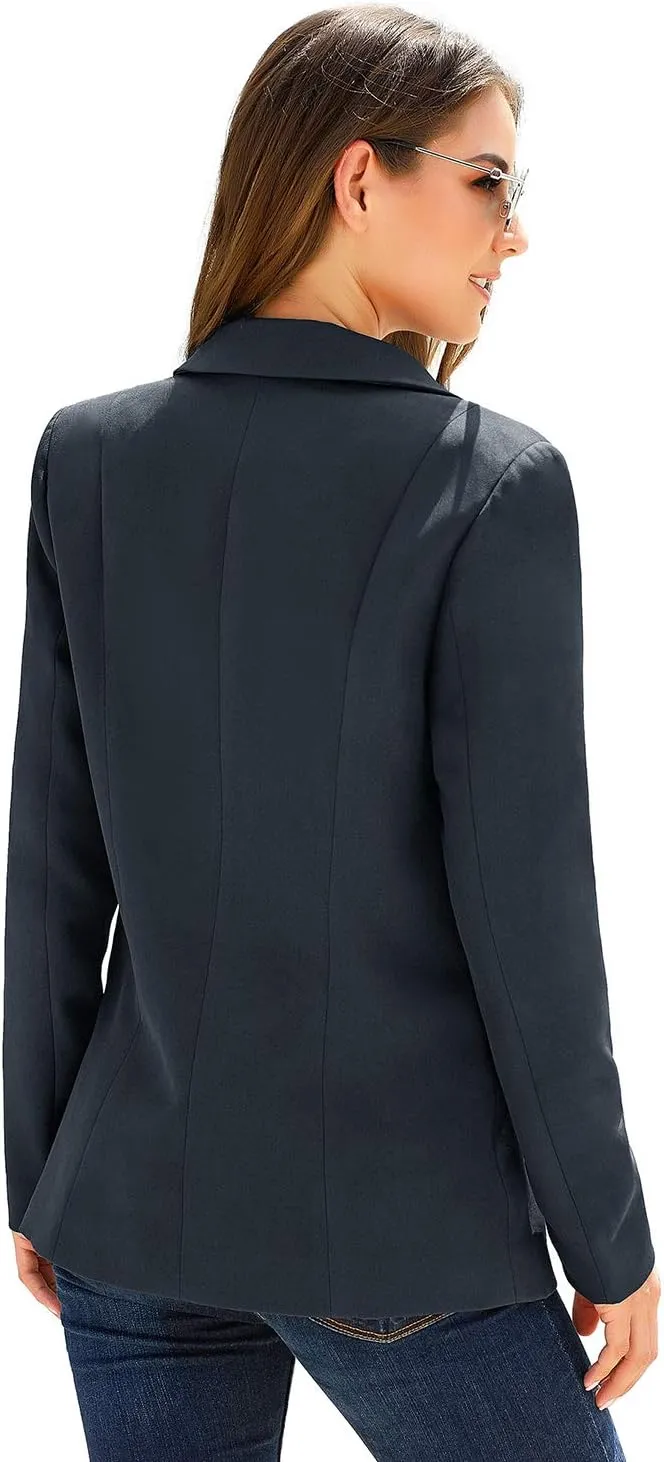 luvamia Women's Casual Long Sleeve Lapel Button Slim Work Office Blazer Jacket
