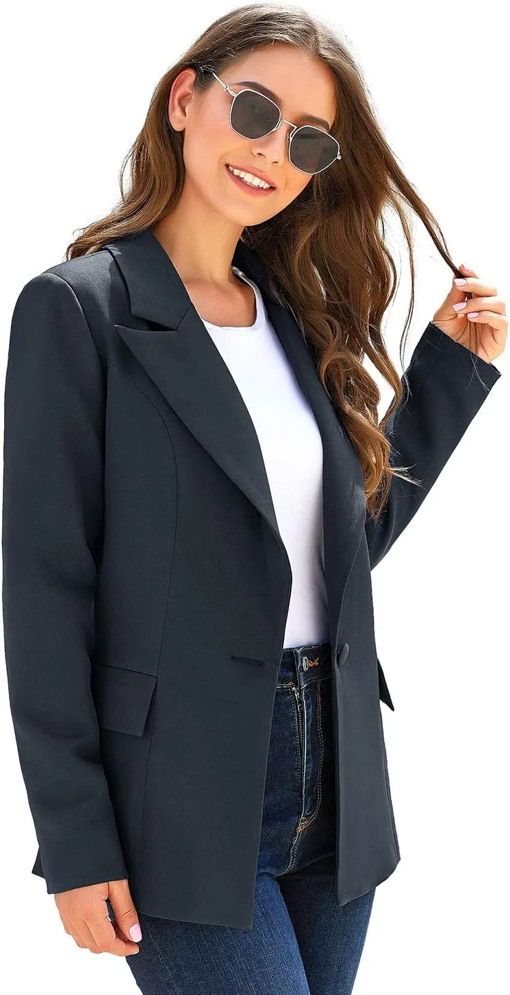luvamia Women's Casual Long Sleeve Lapel Button Slim Work Office Blazer Jacket