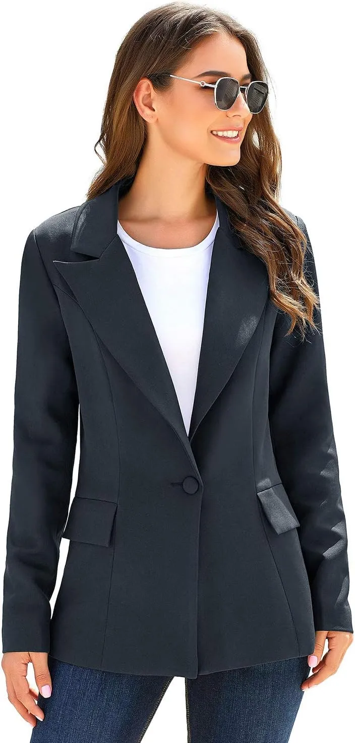 luvamia Women's Casual Long Sleeve Lapel Button Slim Work Office Blazer Jacket