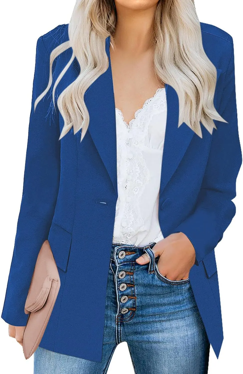 luvamia Women's Casual Long Sleeve Lapel Button Slim Work Office Blazer Jacket