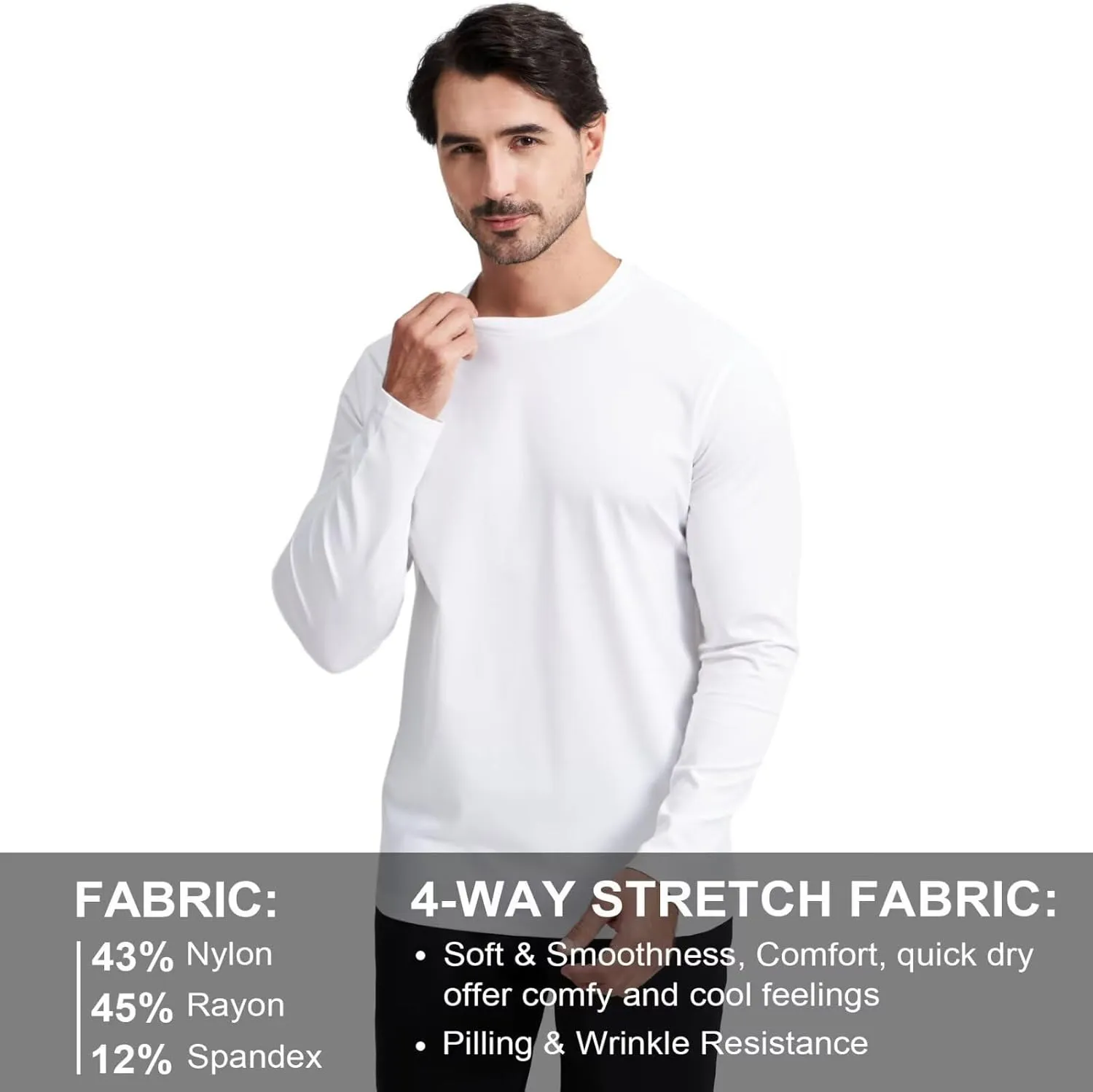 M MAELREG Mens T Shirt Moisture Wicking Short and Long Sleeve Lightweight Casual Crewneck Golf Tee Shirts for Men