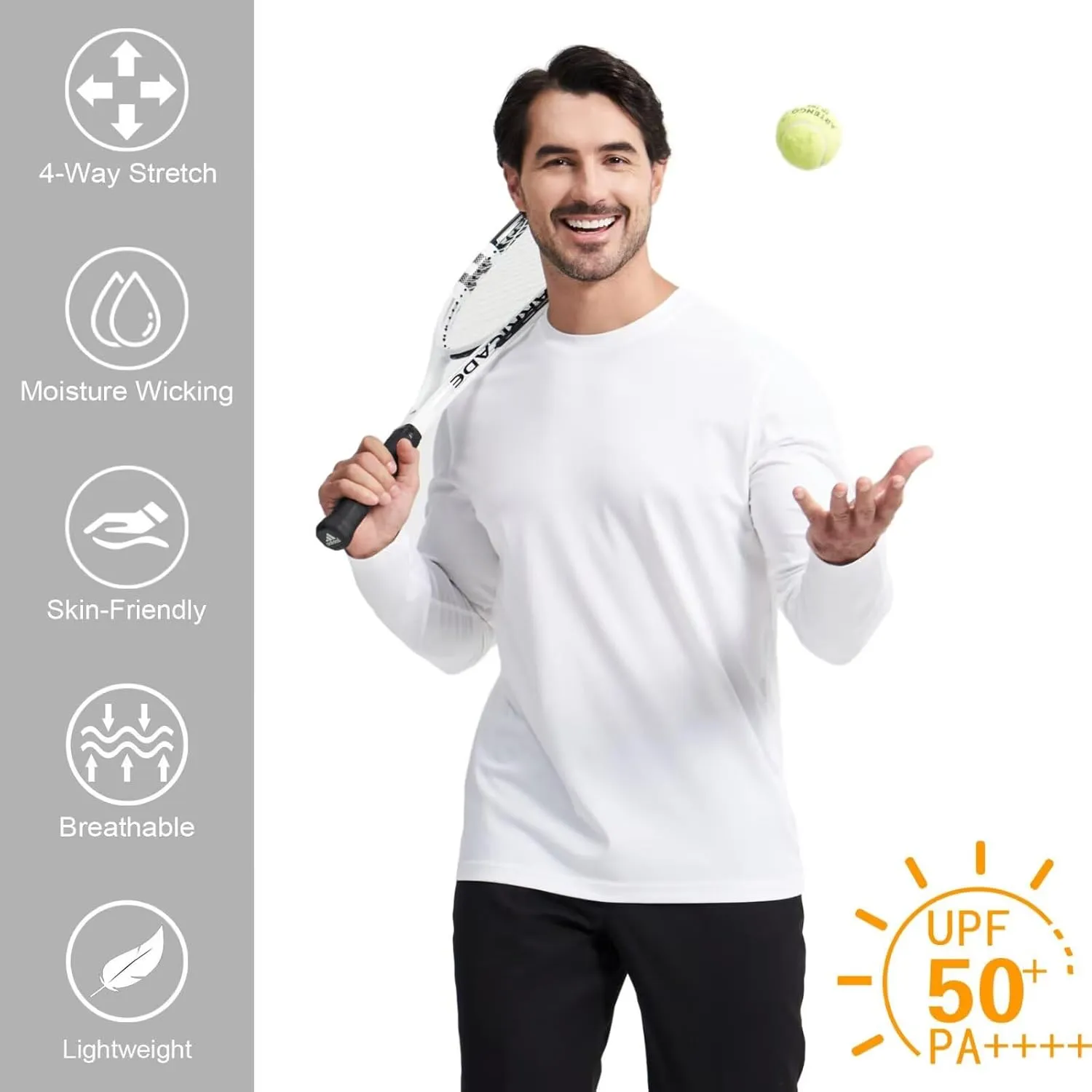 M MAELREG Mens T Shirt Moisture Wicking Short and Long Sleeve Lightweight Casual Crewneck Golf Tee Shirts for Men