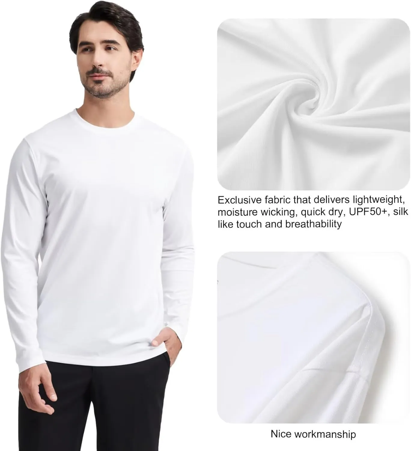 M MAELREG Mens T Shirt Moisture Wicking Short and Long Sleeve Lightweight Casual Crewneck Golf Tee Shirts for Men
