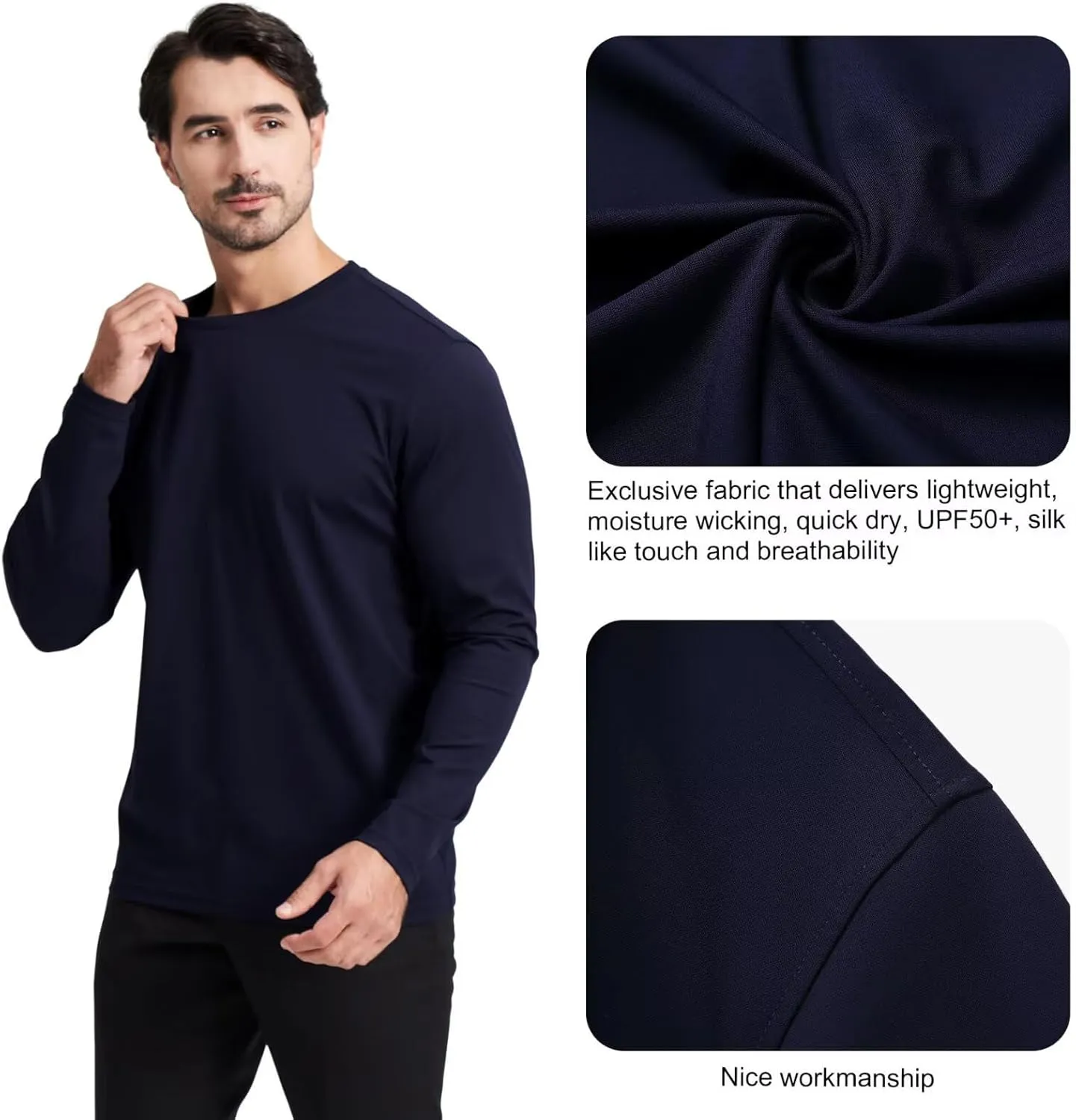 M MAELREG Mens T Shirt Moisture Wicking Short and Long Sleeve Lightweight Casual Crewneck Golf Tee Shirts for Men
