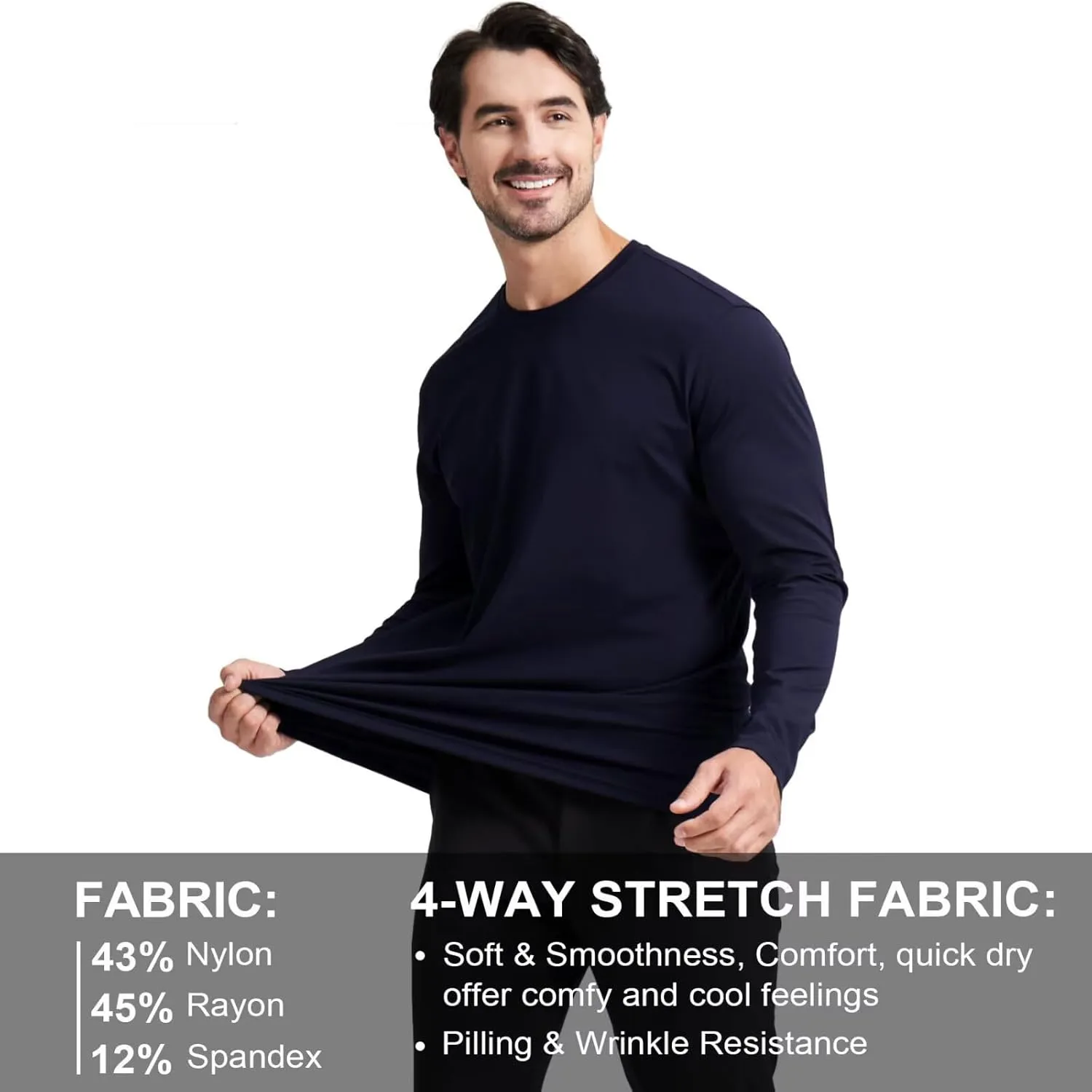 M MAELREG Mens T Shirt Moisture Wicking Short and Long Sleeve Lightweight Casual Crewneck Golf Tee Shirts for Men