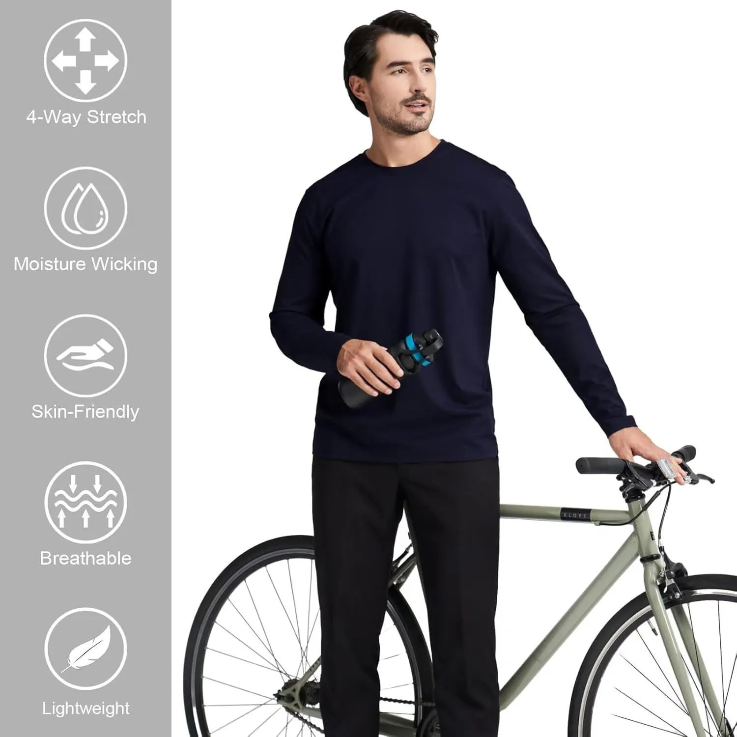 M MAELREG Mens T Shirt Moisture Wicking Short and Long Sleeve Lightweight Casual Crewneck Golf Tee Shirts for Men