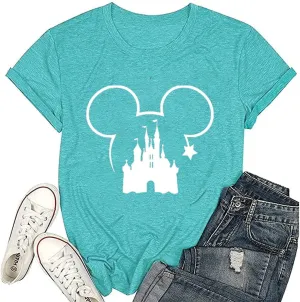 Magical Shirt for Women Magic Kingdom Tshirt Castle Graphic Tee Family Vacation Short Sleeve Tops Summer Casual Tops