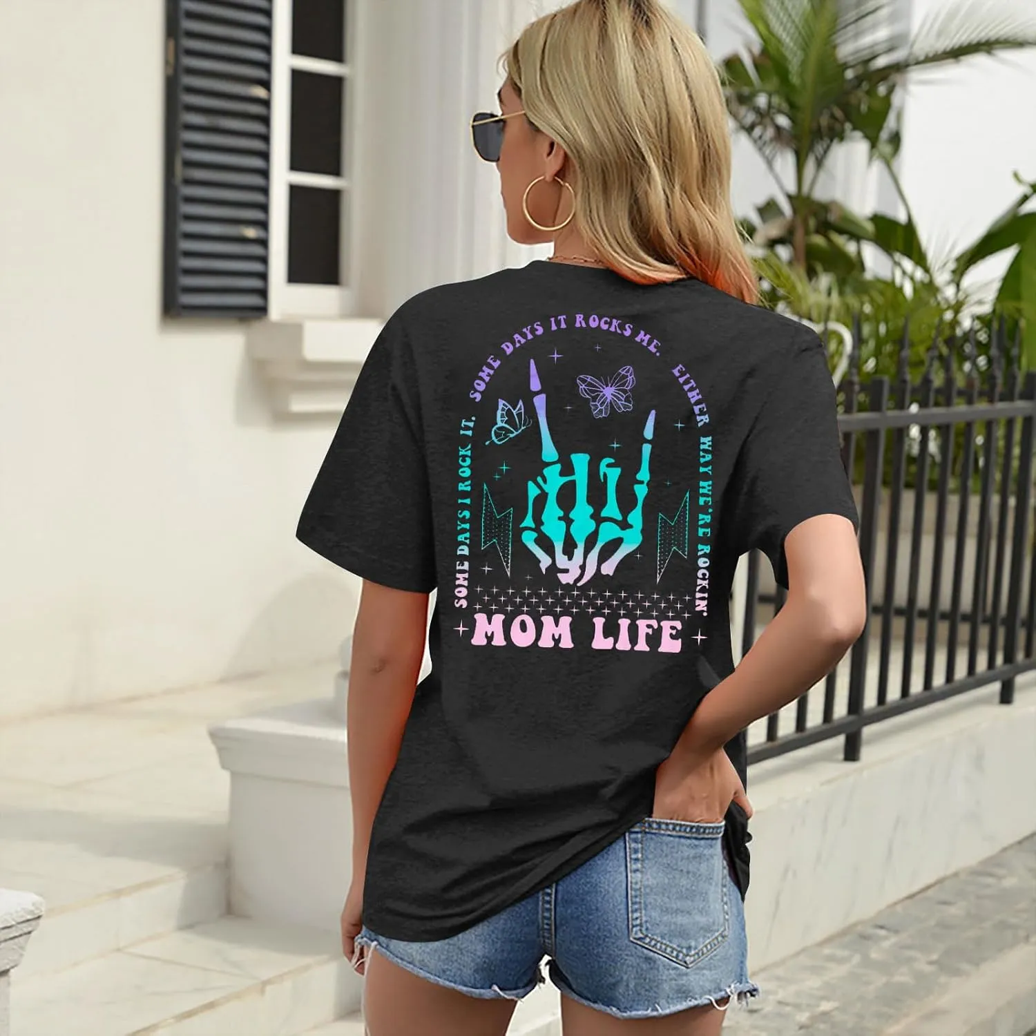 Mama Shirts Mom Life T-Shirts Women Some Days I Rock It Shirt Vintage Casual Short Sleeve Tops