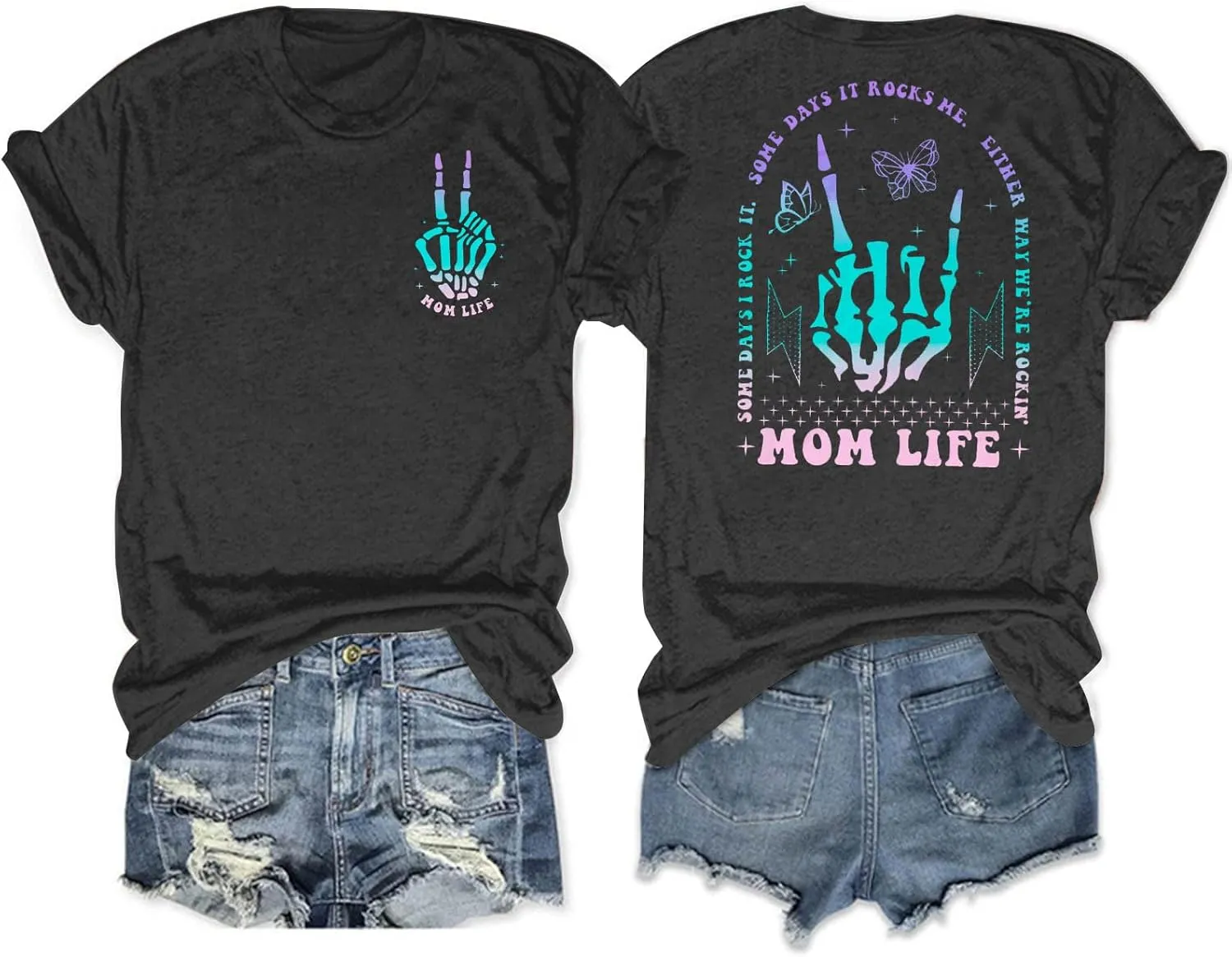 Mama Shirts Mom Life T-Shirts Women Some Days I Rock It Shirt Vintage Casual Short Sleeve Tops