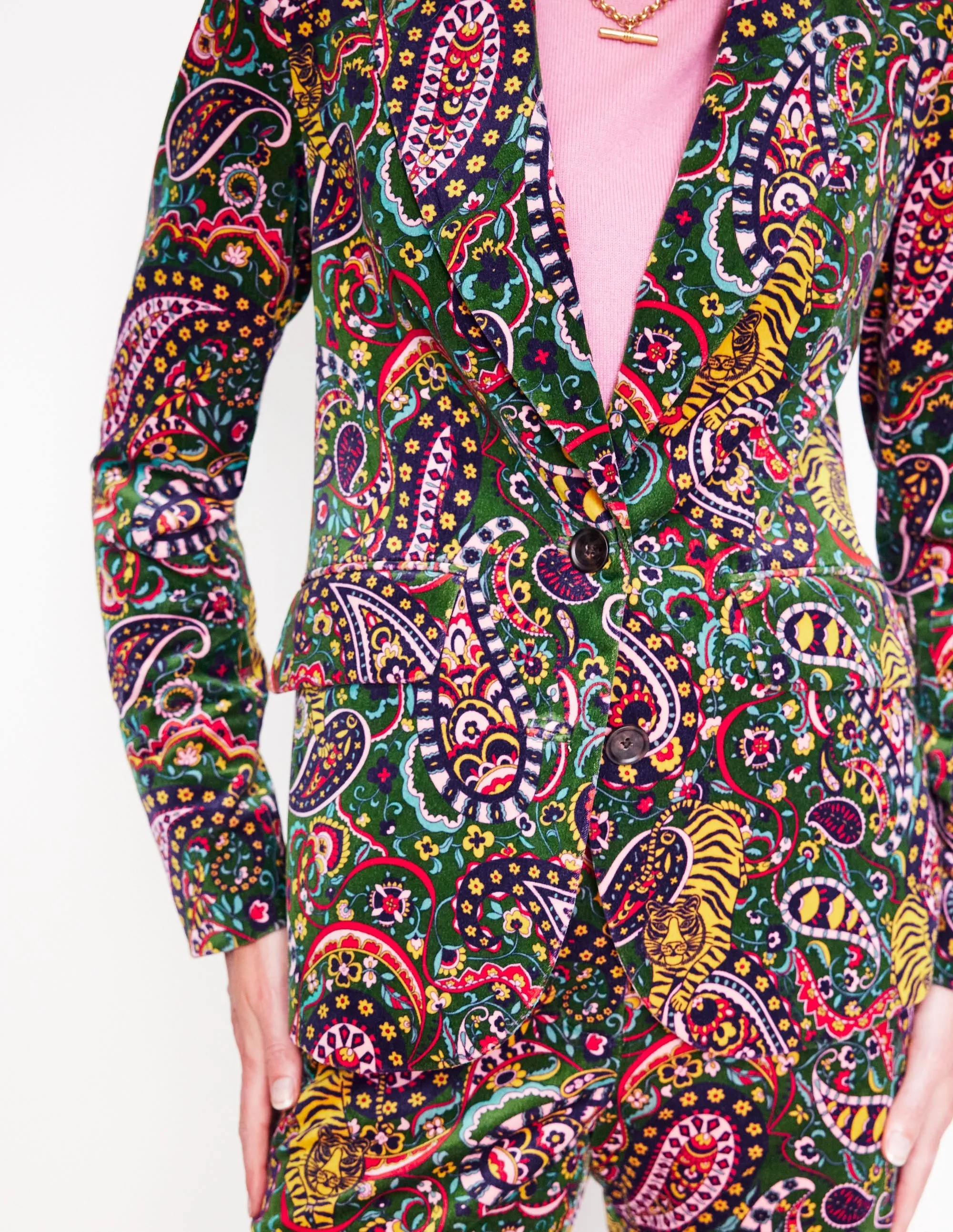 Marylebone Velvet Blazer-Tiger Bloom