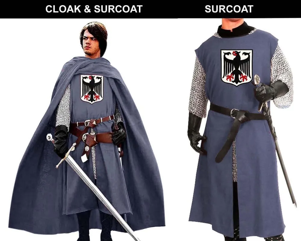 Medieval Tunic Templar Knight Embroidery design Halloween Costume Mens Hooded Cap Cloak Renaissance Cosplay Costumes (S-6XL)