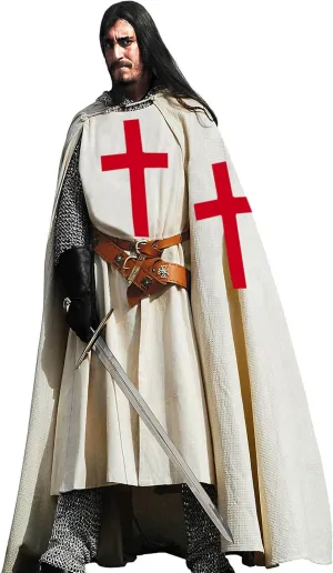 Medieval Tunic Templar Knight Tunic Halloween Costume Hooded Cap Cloak Medieval Dress Renaissance Cosplay Costume (S-6XL)