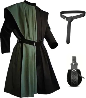 Men Medieval Costume Templar Tunic Renaissance Shirt Cloak Robe Top Cape Cosplay Pirate Knight Warrior Halloween Outfits