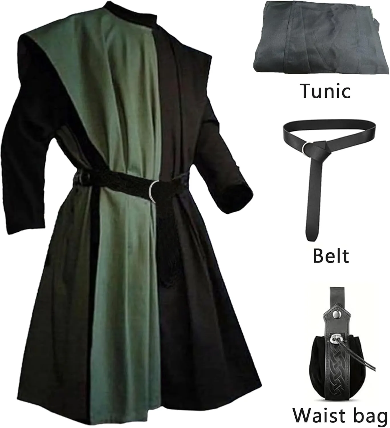 Men Medieval Costume Templar Tunic Renaissance Shirt Cloak Robe Top Cape Cosplay Pirate Knight Warrior Halloween Outfits